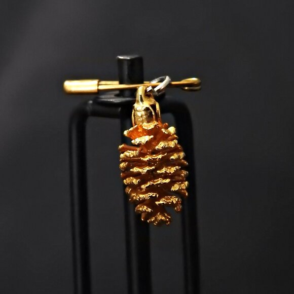 Gold Dipped Miniature Pinecone Necklace - Picture 3 of 7